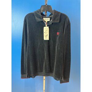 Tretorn Vintage Velour Navy Blue Polo Shirt With Retro Trim & Original Tags